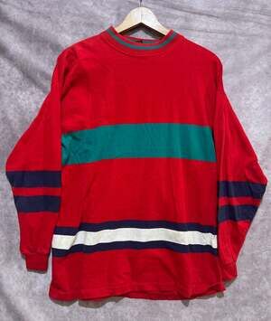 90s VINTAGE Cross Creek Striped Single Stitch Long Sleeve Shirt size L